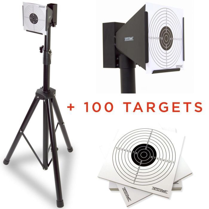 Adjustable air rifle and pistol stand with 100 free paper targets
