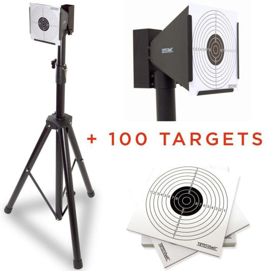 Adjustable air rifle and pistol stand with 100 free paper targets